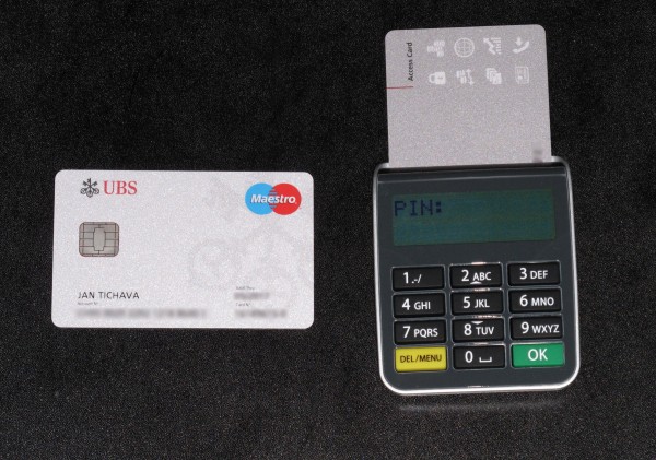 Debit card and access card the internet banking in a card reader