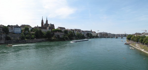 River Rhine with the oldest bridge, oldest university and minster